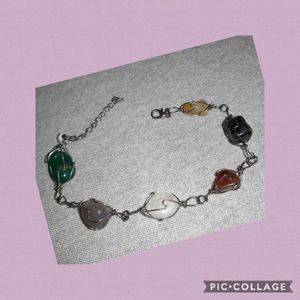 Pretty Gemstone Bracelet W/ Intricate Wire Setting